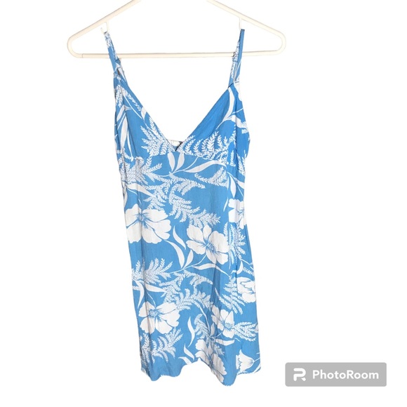 Hawaiian floral blue white gauze sundress - Picture 1 of 4